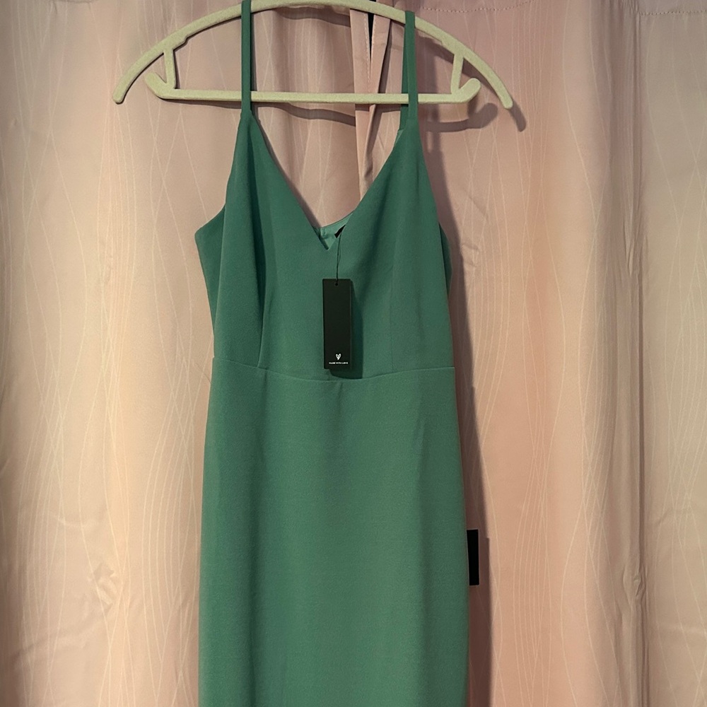 NWT Lulus Elegant Green Spaghetti Strap Dress, L